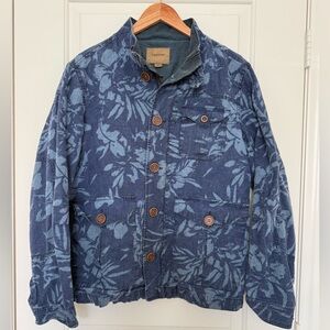 Tregene x Anthropologie Blue Floral Linen Blend Utility Jacket Unisex Medium